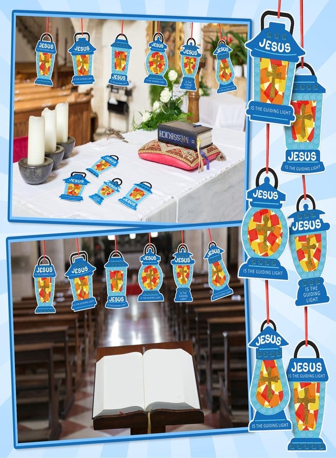 MiniInflat 24 Sets Christian Crafts Jesus Lights The Way Sunday School Crafts Preschool Religious DIY Glitter Mosaic Oil Lamp Cross Kit Hanging Bible Jesus Felt Ornament for VBS Classroom Church Activity - Image 4